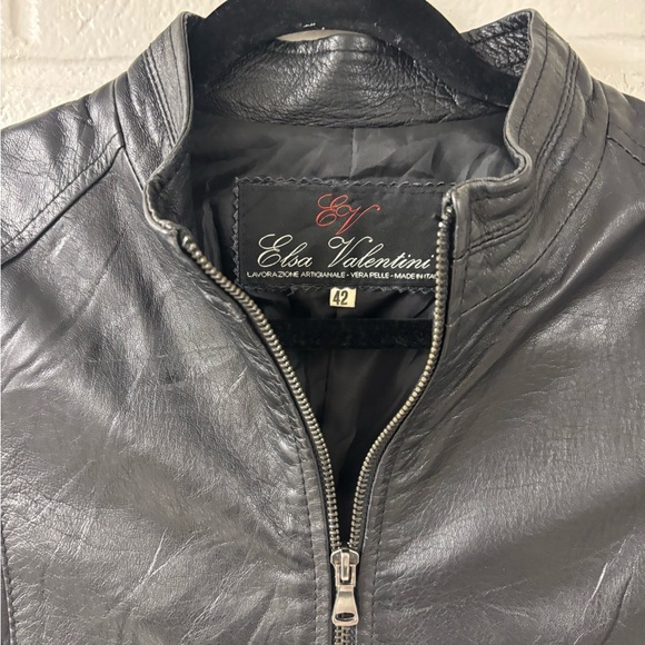 Elsa Valentini Black Faux Leather Moto Jacket | Size 42 (XS-S) - Picture 2 of 4